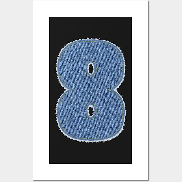 Number Eight Blue Denim Wall Art by jngraphs